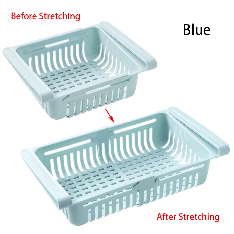Fridge Drawer Organizer - Expandable Hanging Under-Shelf Bin