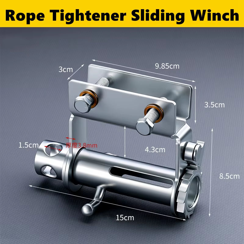 Oilfield Hotshot Sliding Strap Winch, Bolt-On Steel Flatbed Tie-Down Winch