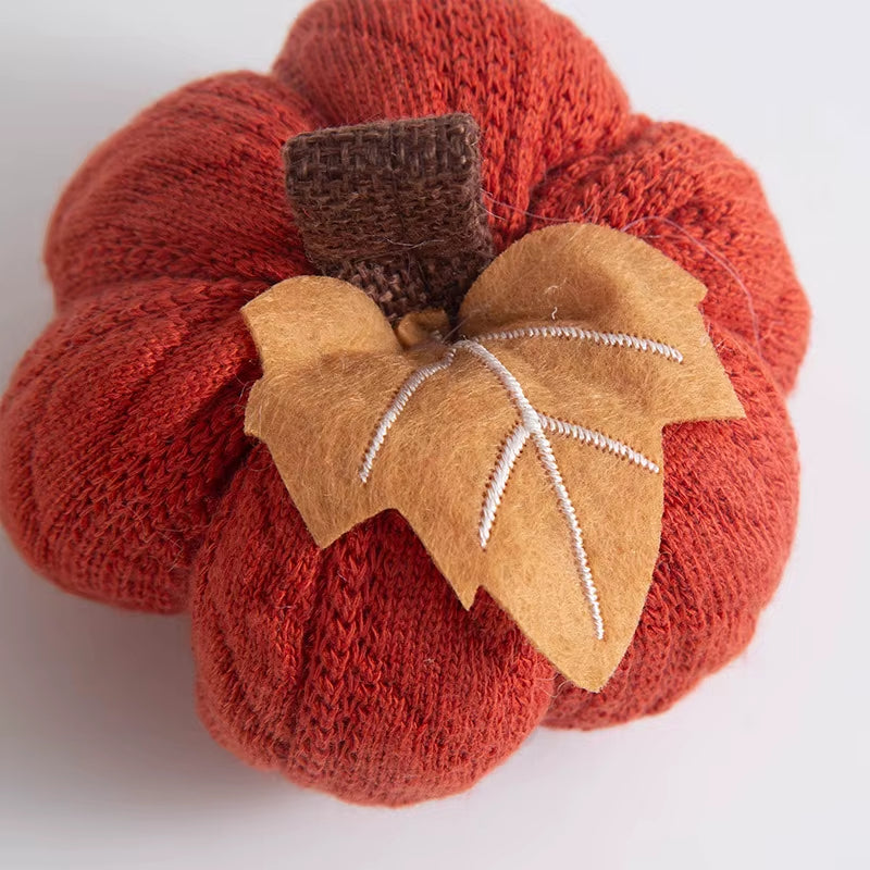 Knitted Pumpkin Decor Set of 3 - Fall Harvest Table and Shelf Accents