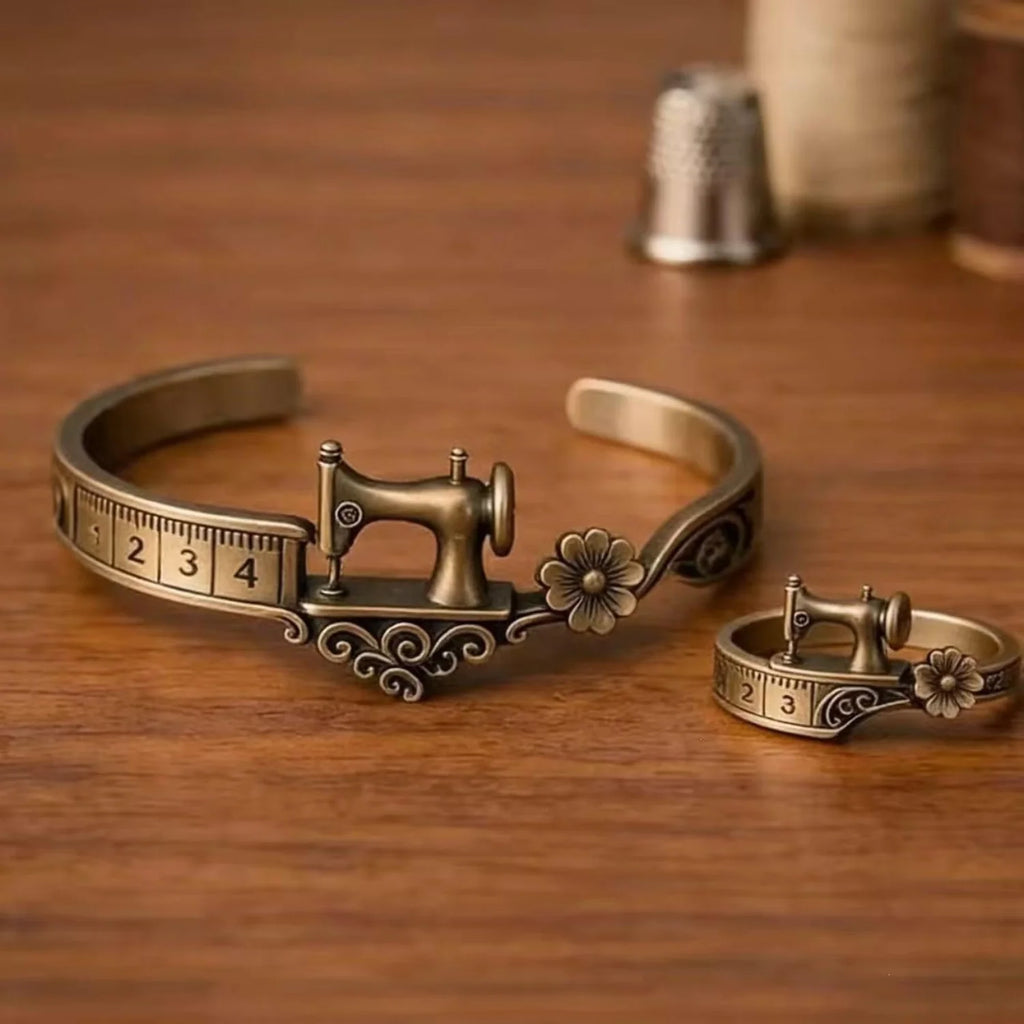 Sewing Machine Bracelet and Ring Set - Retro Gift for Crafters – image 6