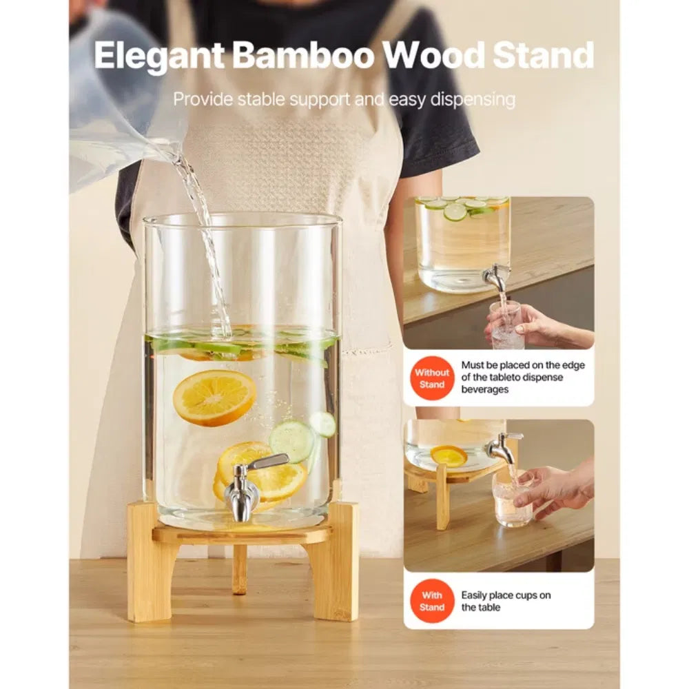 2.2 Gallon Glass Lemonade Jar with Wooden Stand and Steel Spigot – image 6