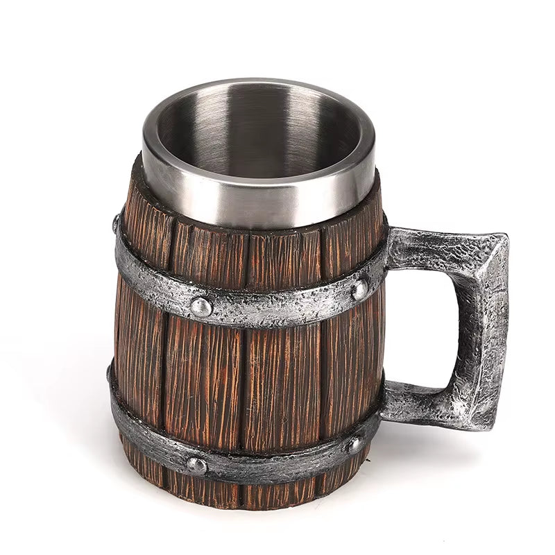Oak Barrel Beer Mug with Stainless Steel Liner 21 oz – image 4