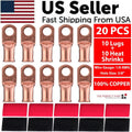 Electrical 1/0 AWG Copper Lugs with Heat Shrink, 20 Pcs