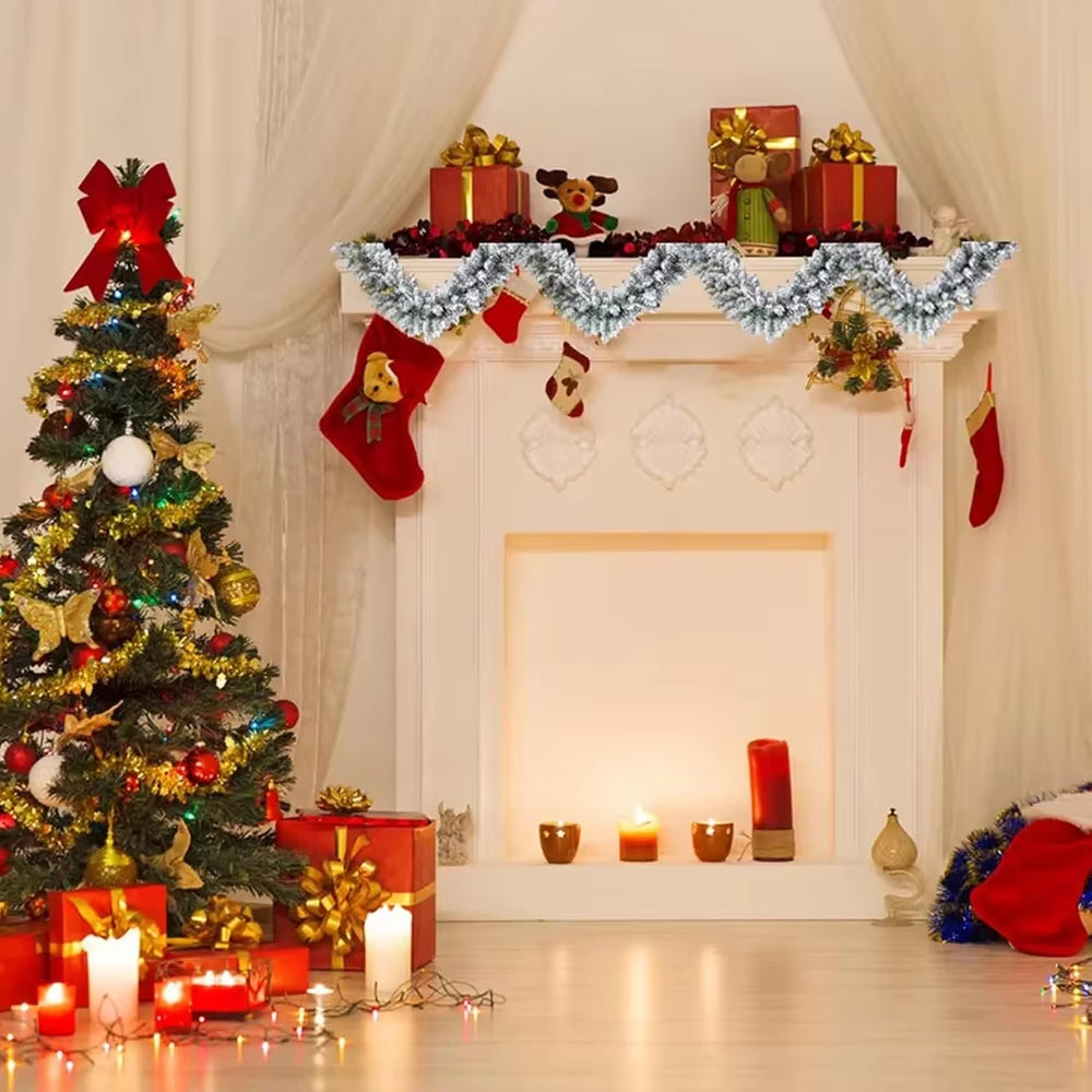 Snow Flocked Christmas Garland 9 Ft Artificial Mantel Garland – image 4
