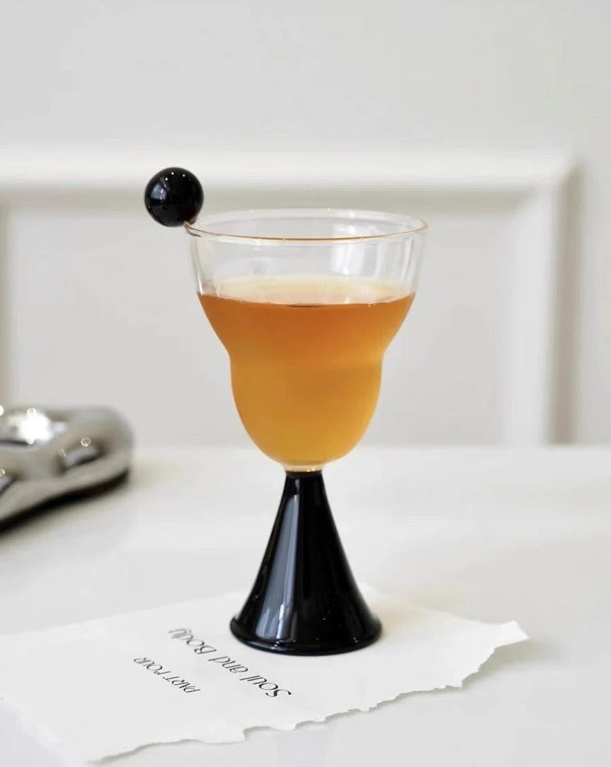 Hand Blown Bonbon Martini Glass, Two-Tone Colored – image 9