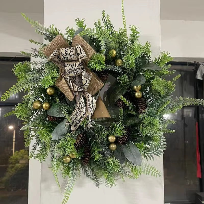 Christmas Door Wreath with Gold Bells and Red Berries, 15.75 in – image 4