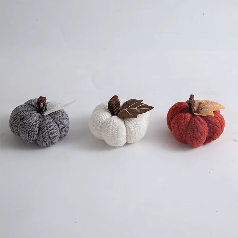 Knitted Pumpkin Decor Set of 3 - Fall Harvest Table and Shelf Accents – image 7