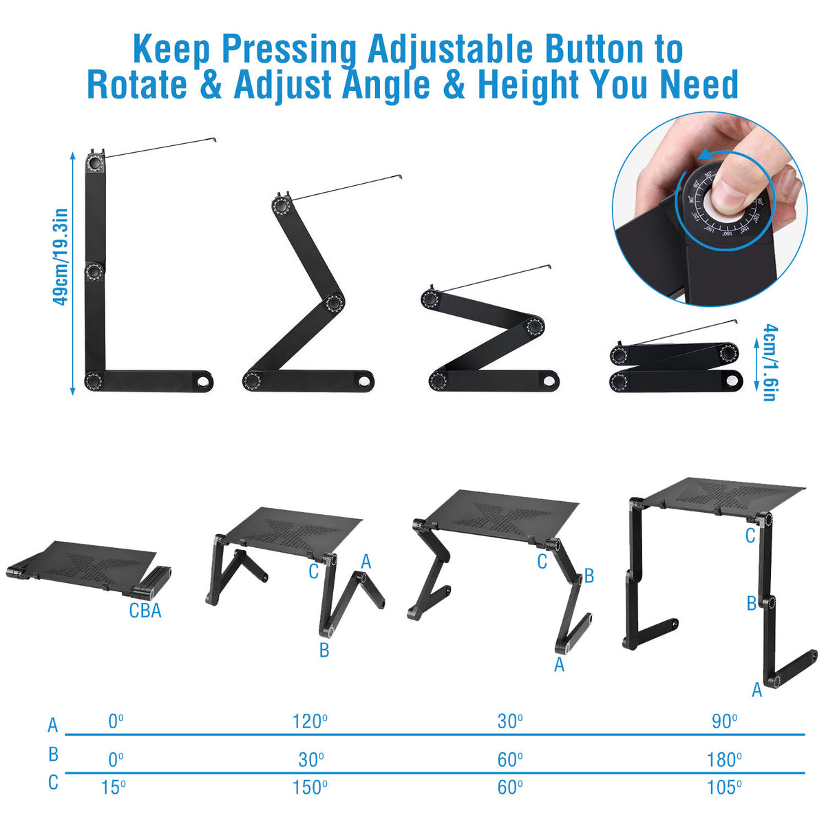 Foldable Laptop Table with Mouse Board, Aluminum – image 7