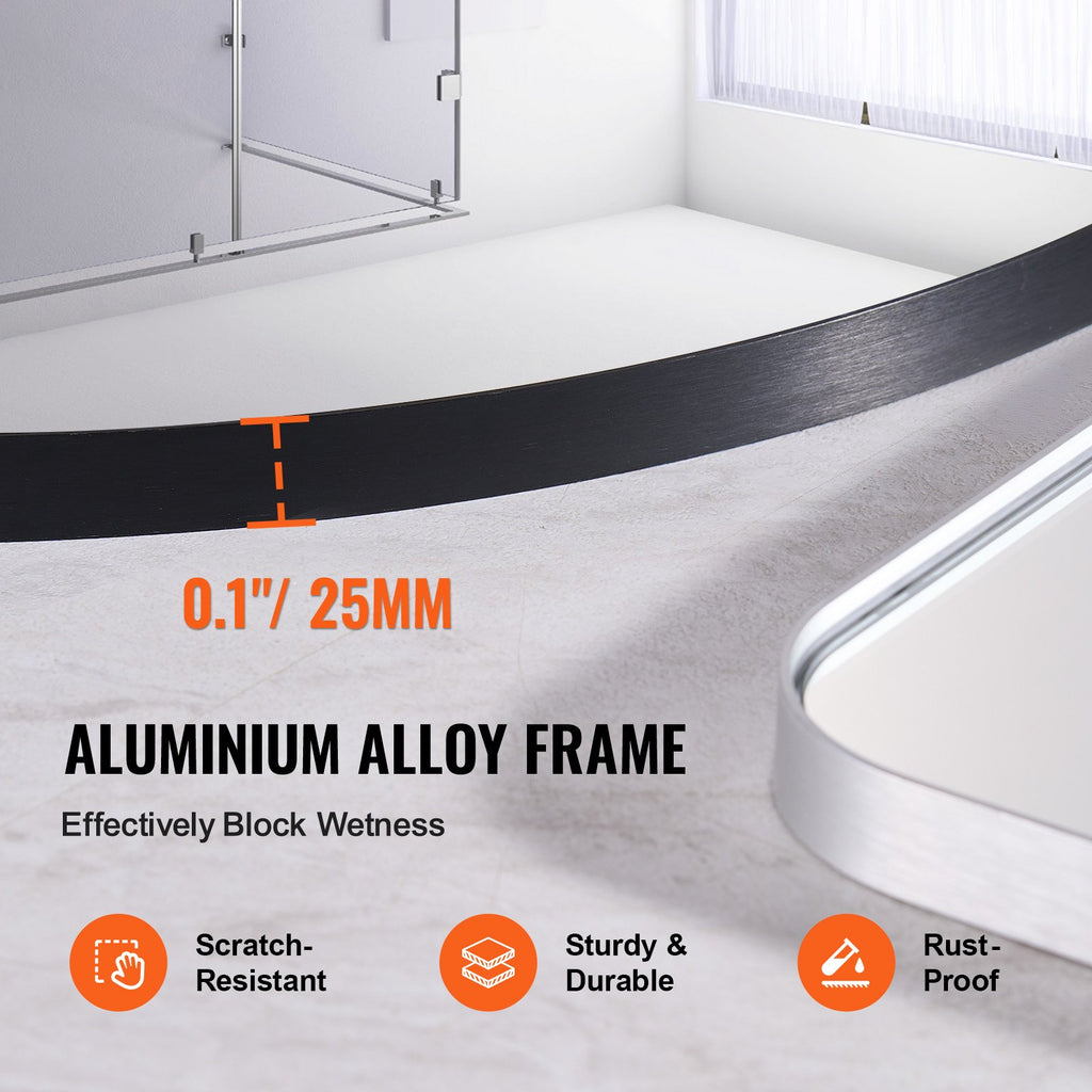 30 Inch Wall Mounted Makeup Mirror with Brushed Aluminum Frame – image 4