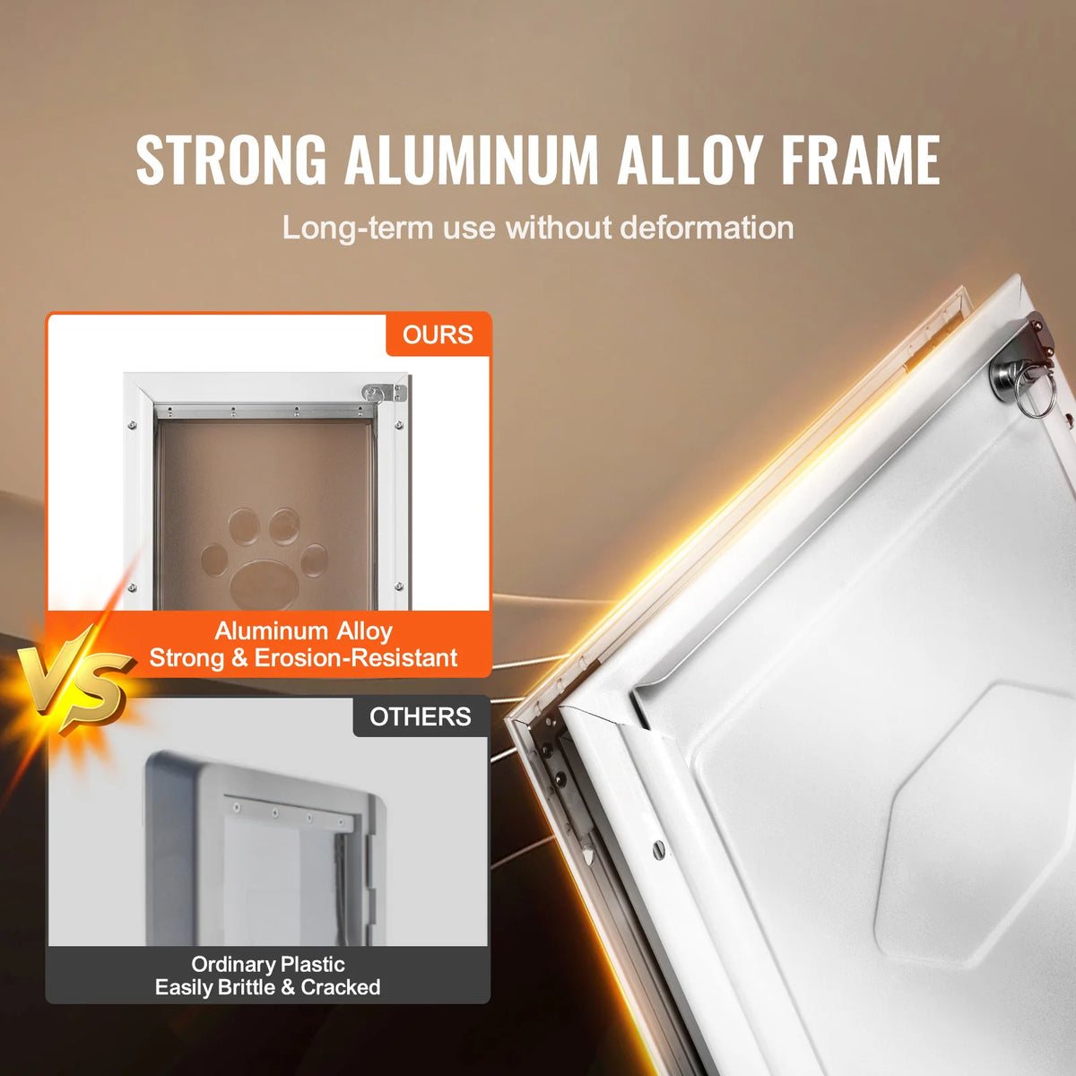 Pet Door with Aluminum Frame and Lock, Weatherproof Flap, Small – image 2