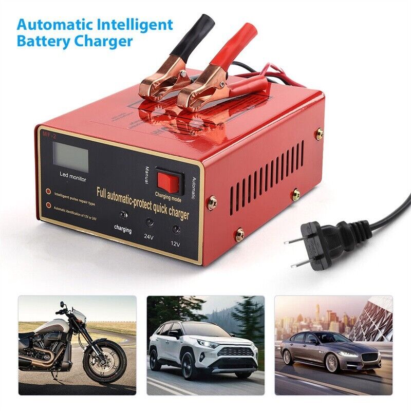 Car Battery Charger – 12V/24V 10A Smart Charger with LED Display