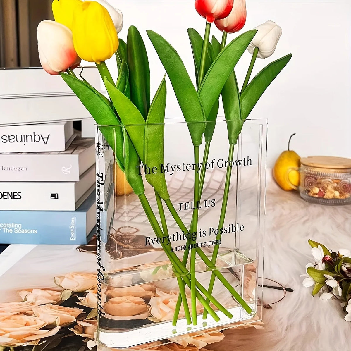 Clear Acrylic Book Vase - Bookshelf Flower Vase, Book Lover Gift – image 3
