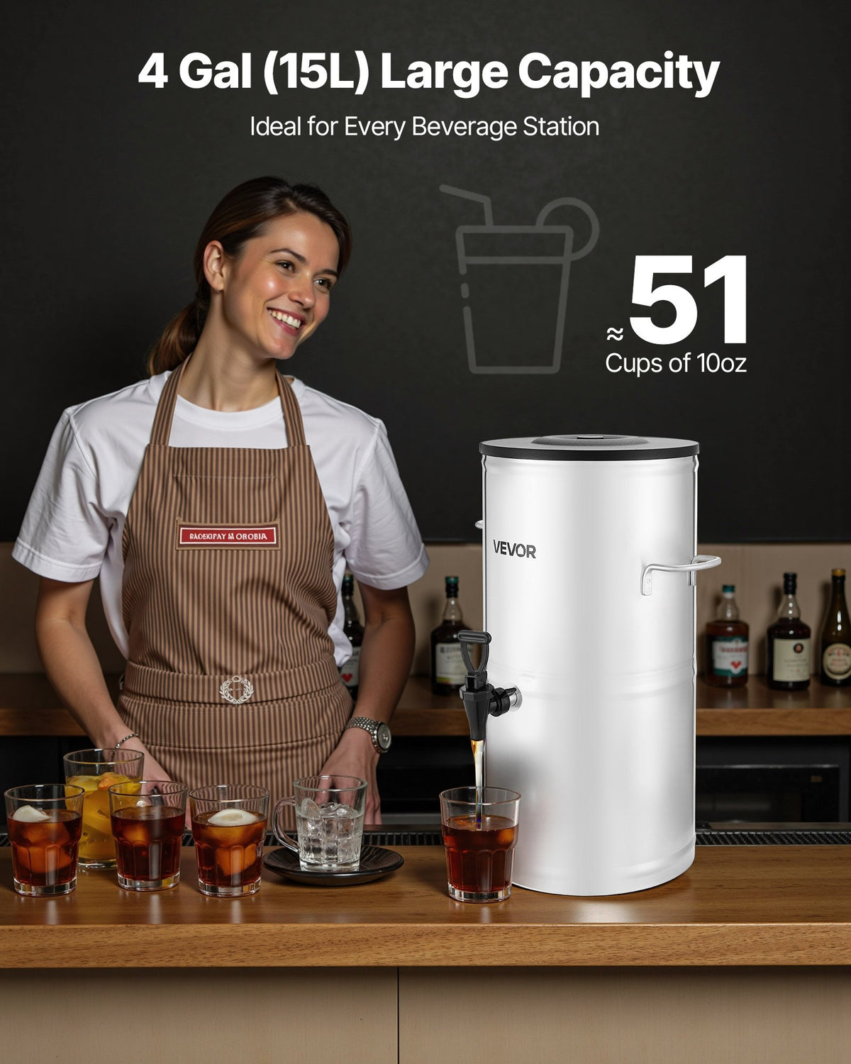 Iced Tea Dispenser 4 Gallon, 304 Stainless Steel Beverage Server – image 3