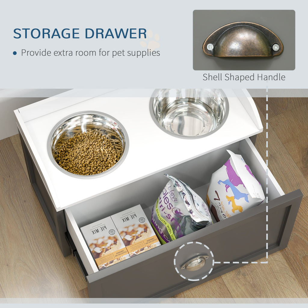 Raised Dog Feeding Station with 21L Food Storage Gray