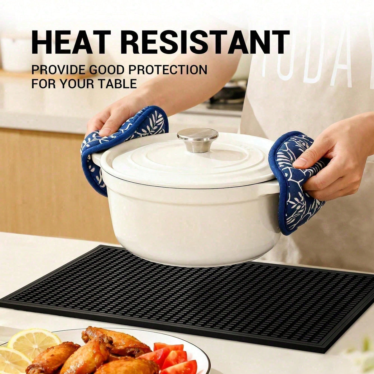 Dish Drying Mat – Set of 2 Heat-Resistant Rubber Mats, 18 x 12 in – image 4