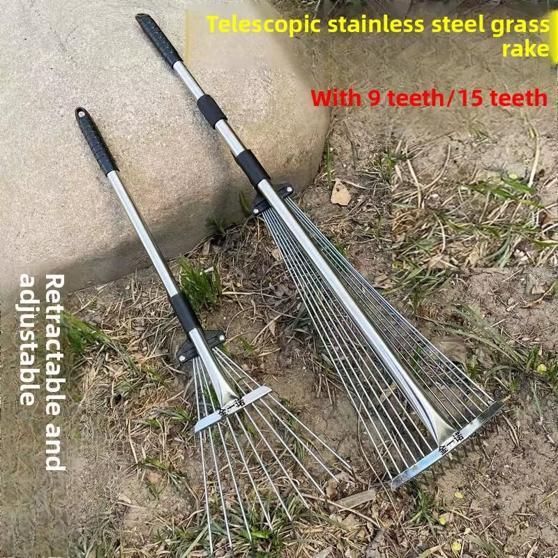 Telescopic Steel Leaf Rake for Lawn, Yard and Garden Cleanup – image 2