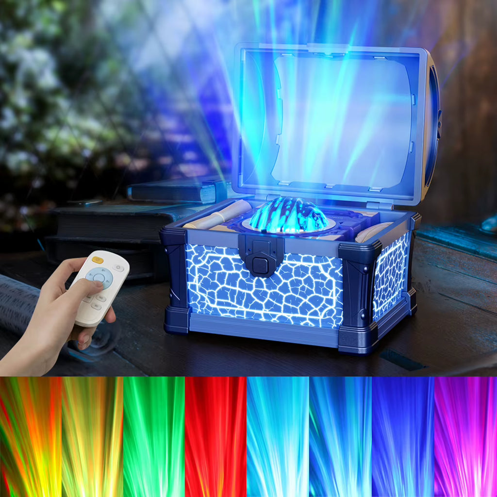 Aurora Galaxy Projector - Treasure Chest Star Night Light with Bluetooth Speaker & Timer