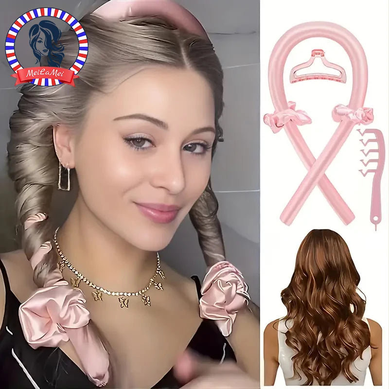 5-Piece Heatless Curling Set - Curl Rod Headband, Clips & Comb – image 2