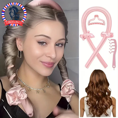 5-Piece Heatless Curling Set - Curl Rod Headband, Clips & Comb – image 2