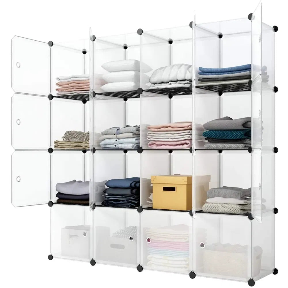 Cube Storage Shelf, 16-Cube Bookcase Organizer, White – image 3