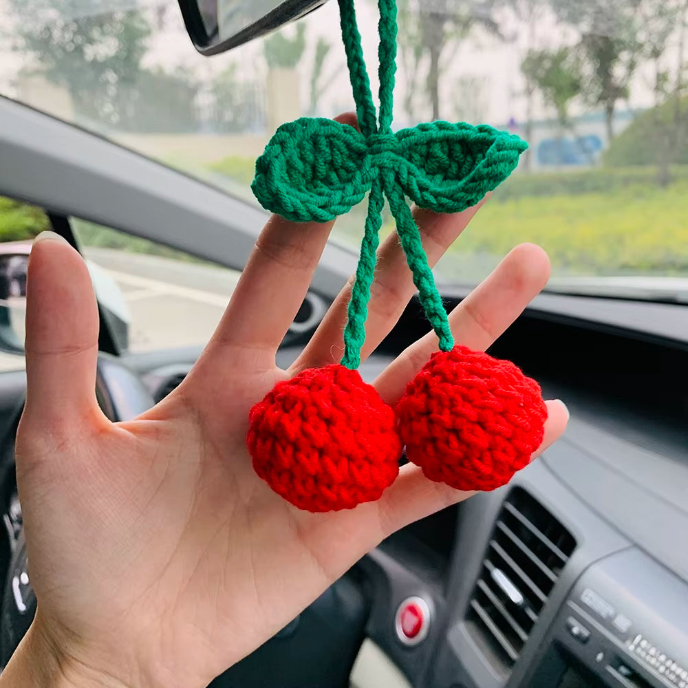 Cherry Flower Car Mirror Charm – Cute Rearview Hanging Decor – image 8