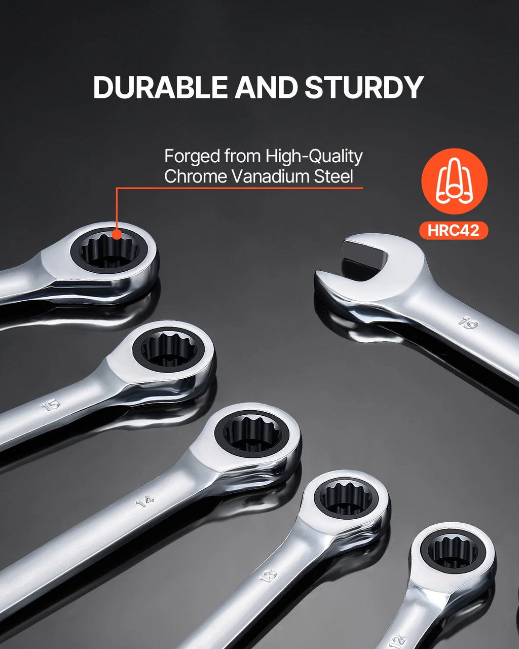 Ratcheting Wrench Set 8 Pcs – Metric 8–19 mm with Rack – image 4
