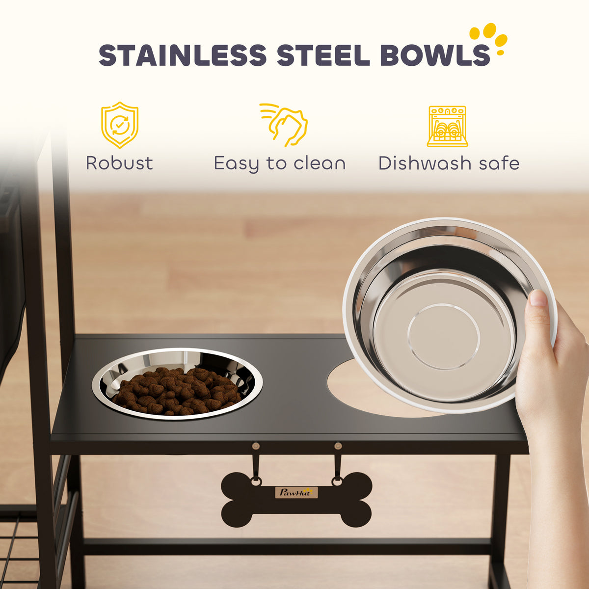 Multi-Dog Feeding Station with 4 Bowls, 3 Heights & Toy Bin – image 7