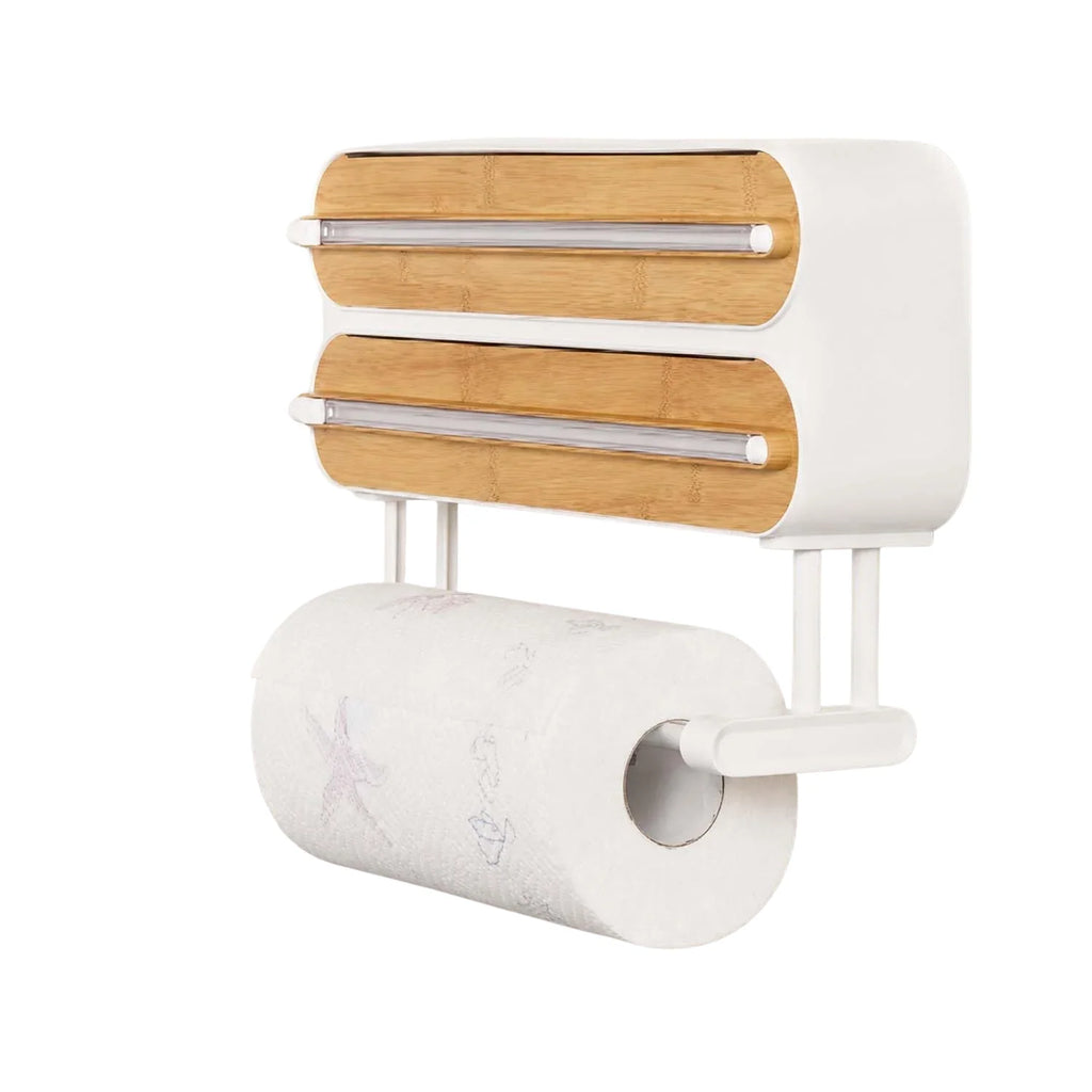 Wrap Dispenser, Magnetic 3-in-1 Foil and Plastic Wrap Organizer