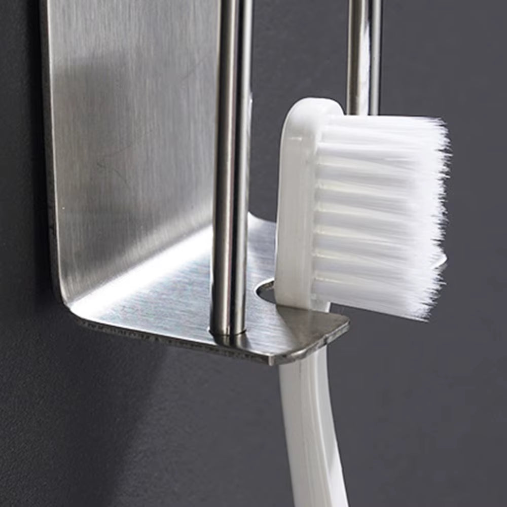 Toothbrush Cup Holder - Wall-Mounted Stainless Steel, No Drilling – image 6