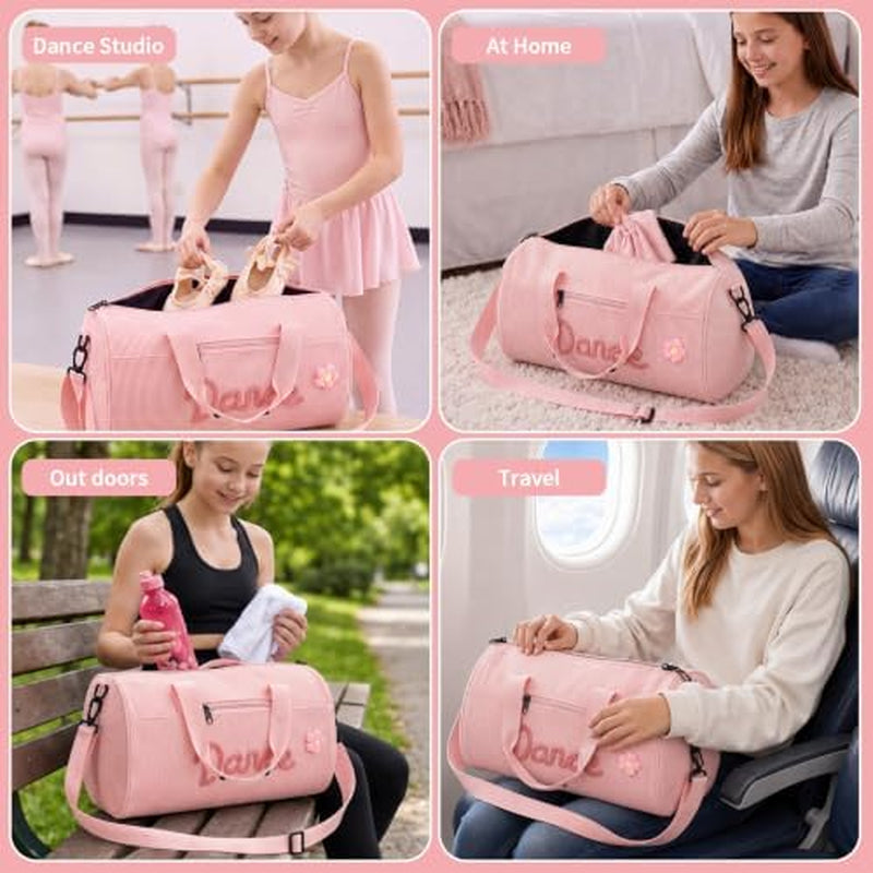 Corduroy Dance Tote Bag - Embroidered Dance Bag, Pink – image 4