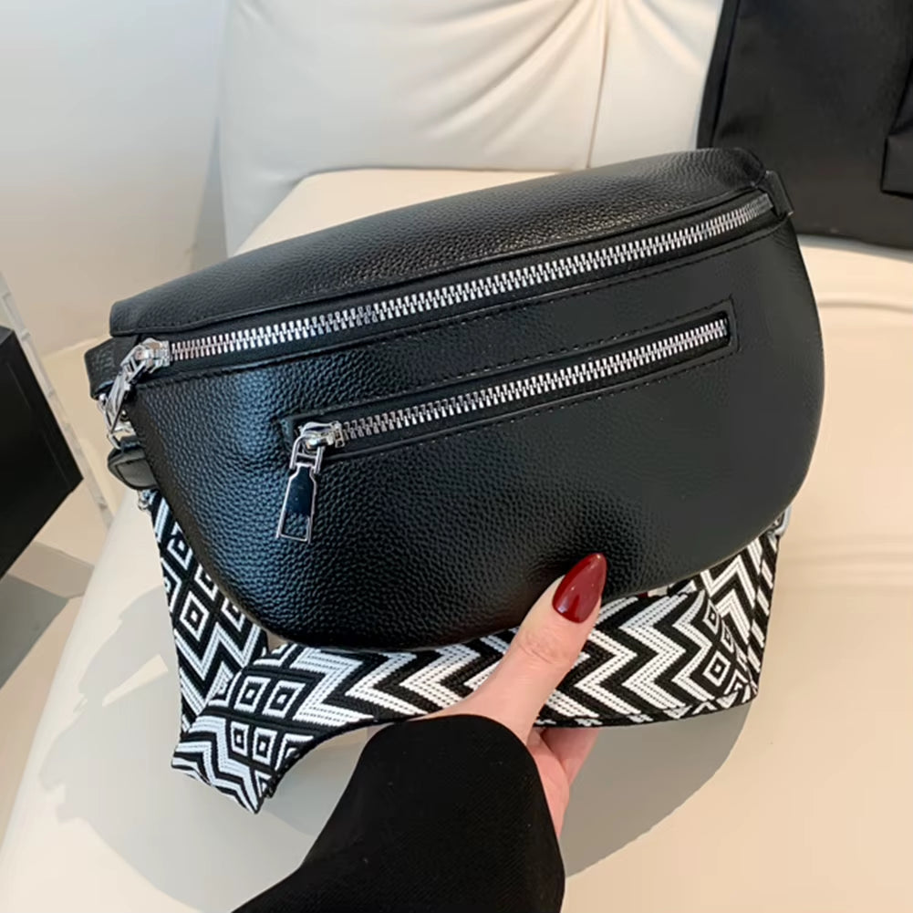 Crossbody Sling Bag Half-Moon PU Leather Chest Bag – image 3