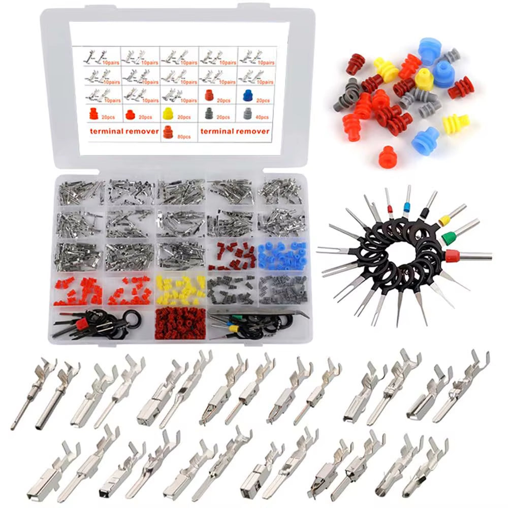 Automotive Terminal Pin Kit – 500 Pc Wire Pins, Seals & Removal Tool