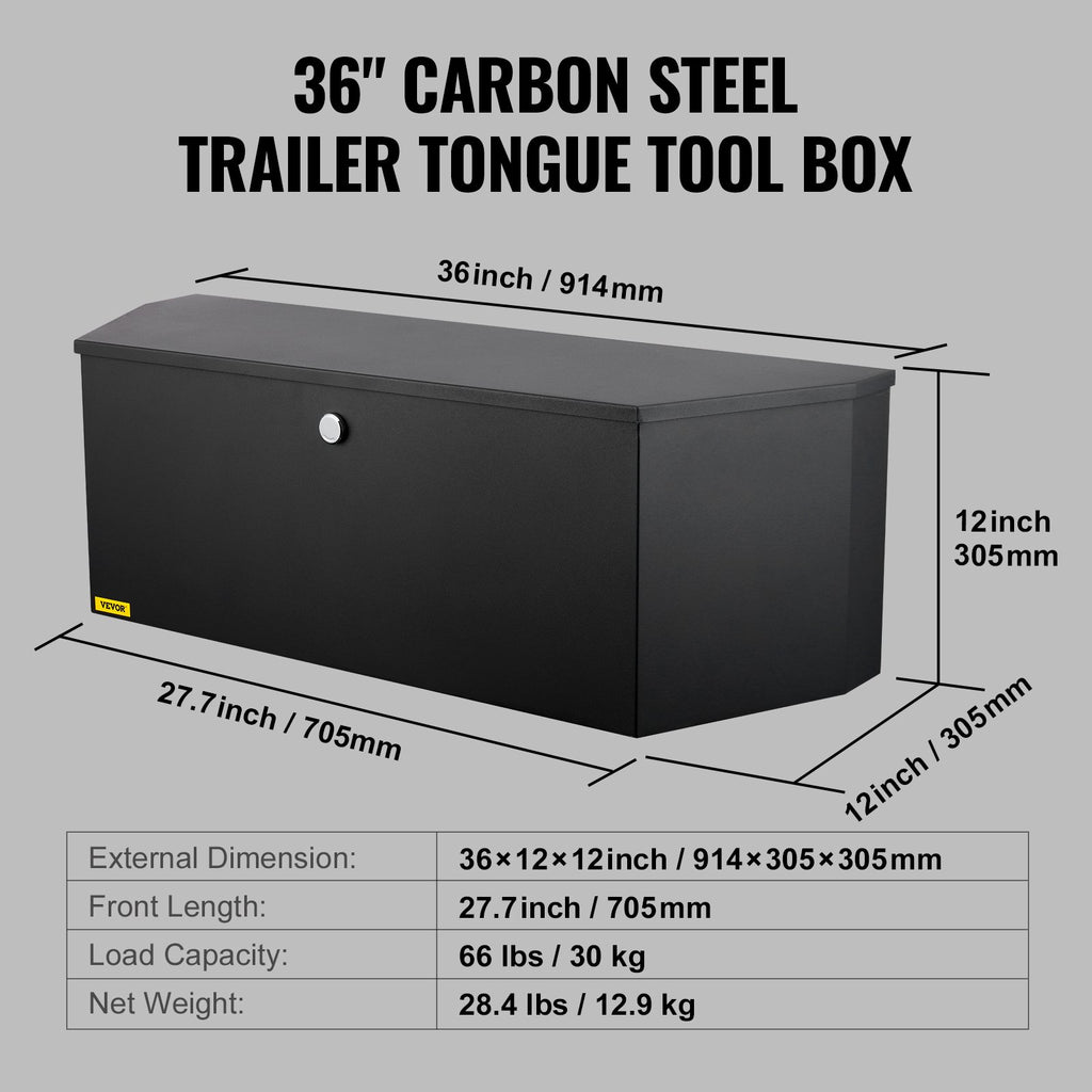 Trailer Tongue Box, Locking Carbon Steel Tool Chest for Trailers – image 3