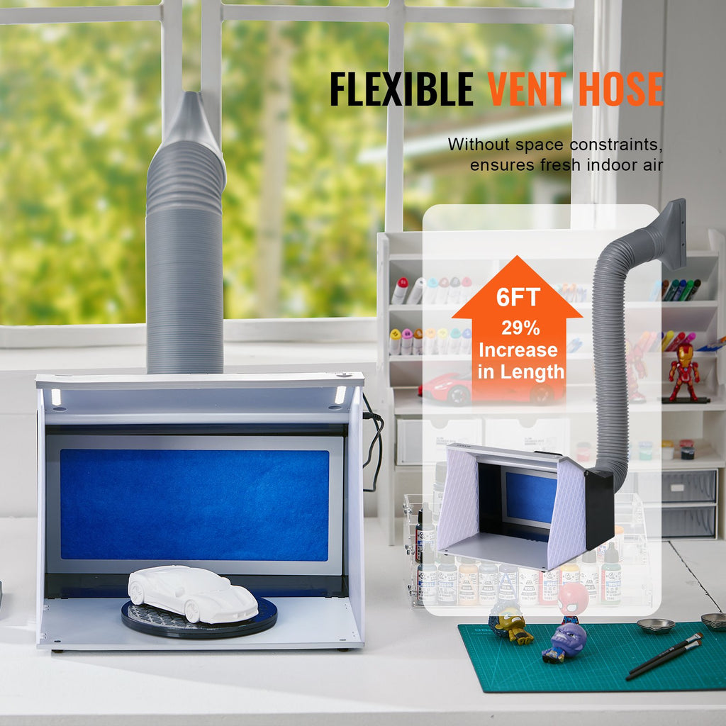 Portable Hobby Spray Booth with LED Lights, Dual Fans and Turntable – image 3