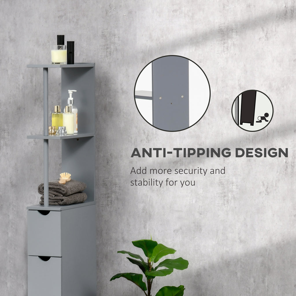Tall Bathroom Storage Cabinet 54 in, Narrow Linen Tower with Drawers – image 6