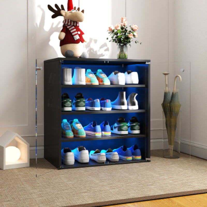Sneaker Display Case with RGB LED Light and Glass Door, Stackable – image 5