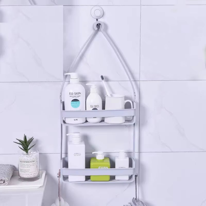 Hanging Shower Shelf – Double-Tier No-Drill Bath Caddy – image 2