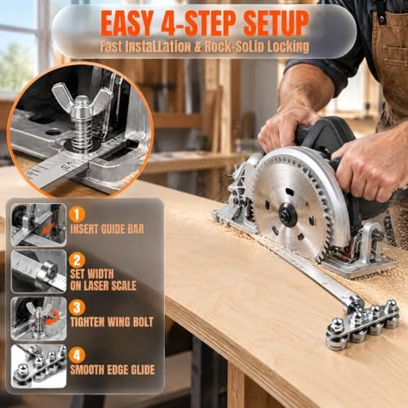 Circular Saw Guide Rail 20 in with Roller Guide and Positioning Clamps – image 5