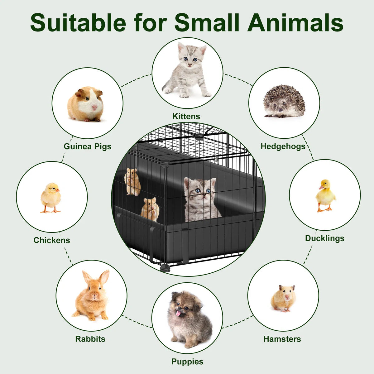 Guinea Pig Cage, 20-Panel DIY Small Animal Playpen with Floor Mat – image 6