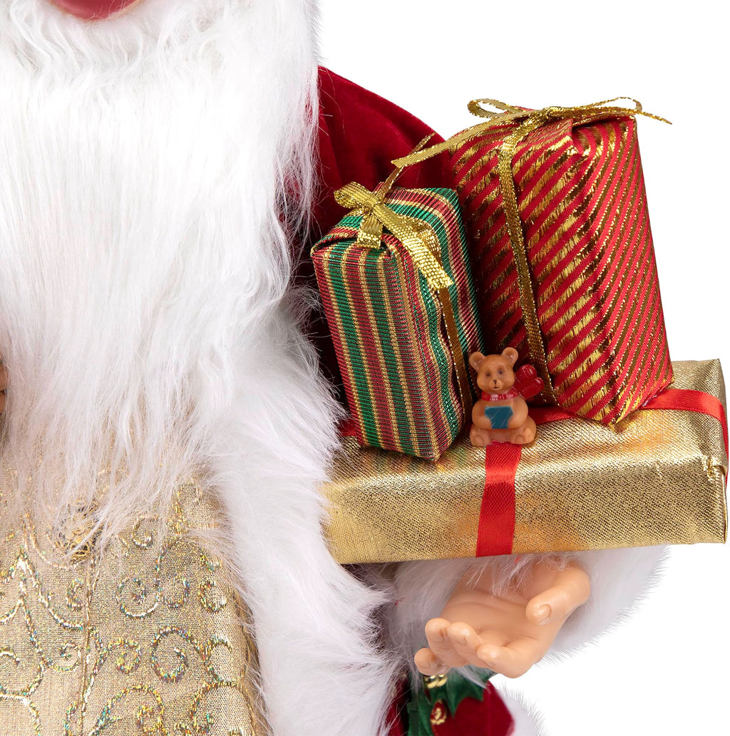 Standing Santa Claus Figure 24 in with Presents, Red Holly Berry – image 6