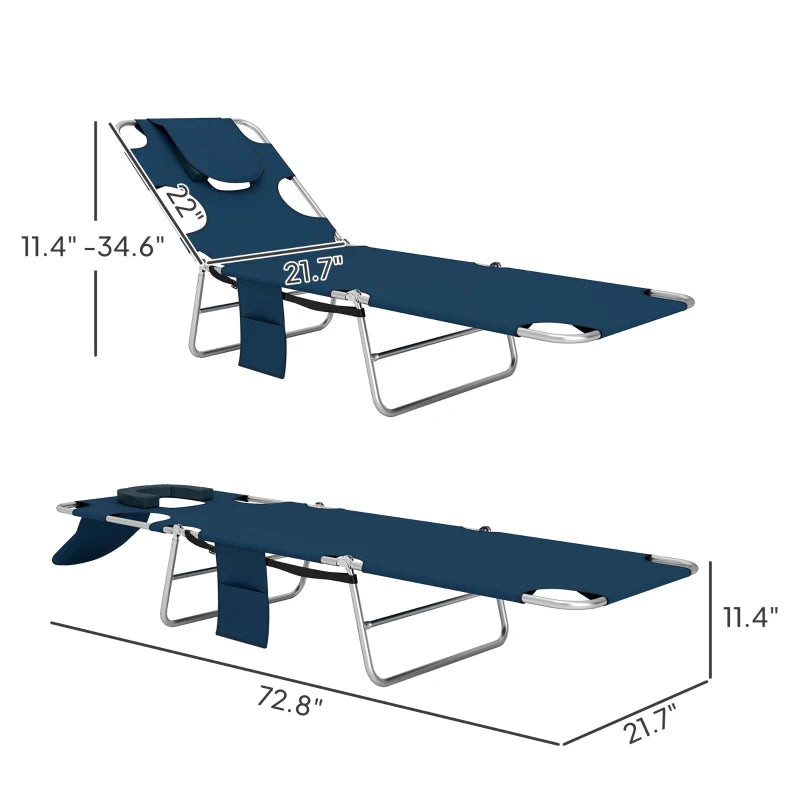 Folding Chaise Lounge Chair with Face Cavity and Side Pocket – image 10