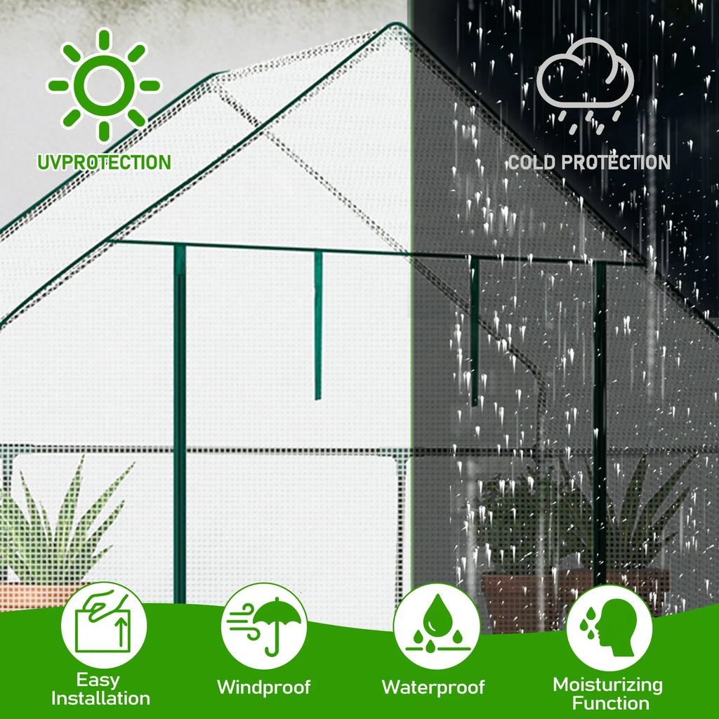 Mini Walk-In Greenhouse with PE Cover & 4 Shelves, 56x29x77 in – image 16