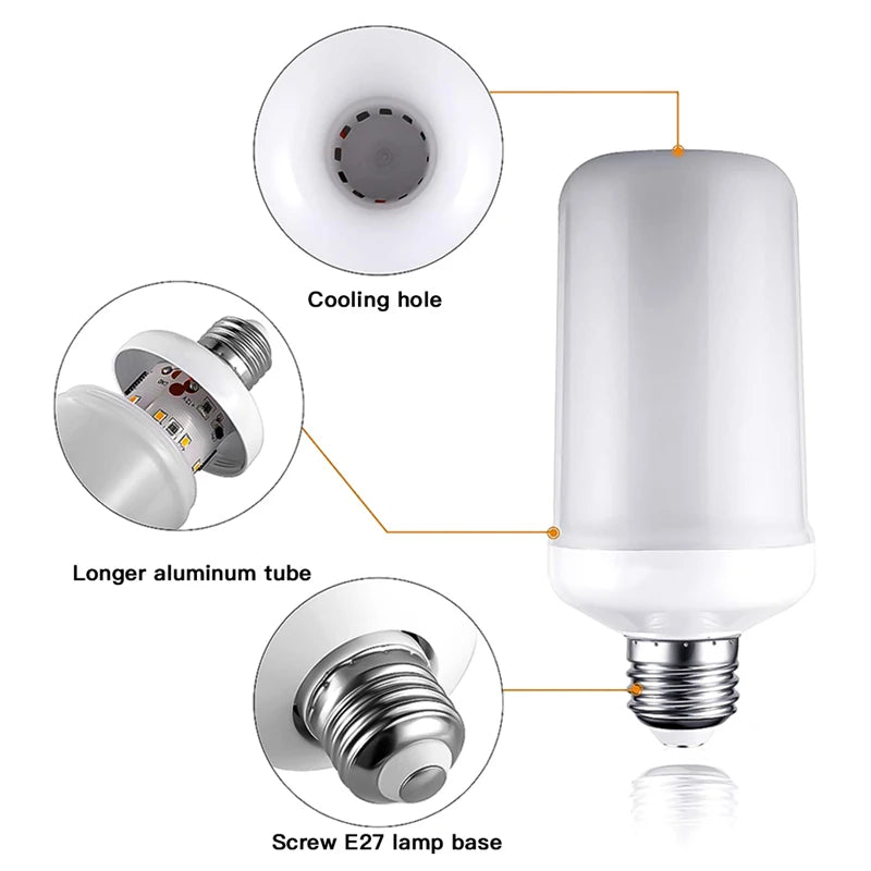 LED Flame Effect Bulb 12W E26 - Multi-Mode Fire Light for Bars, Parties & Decor