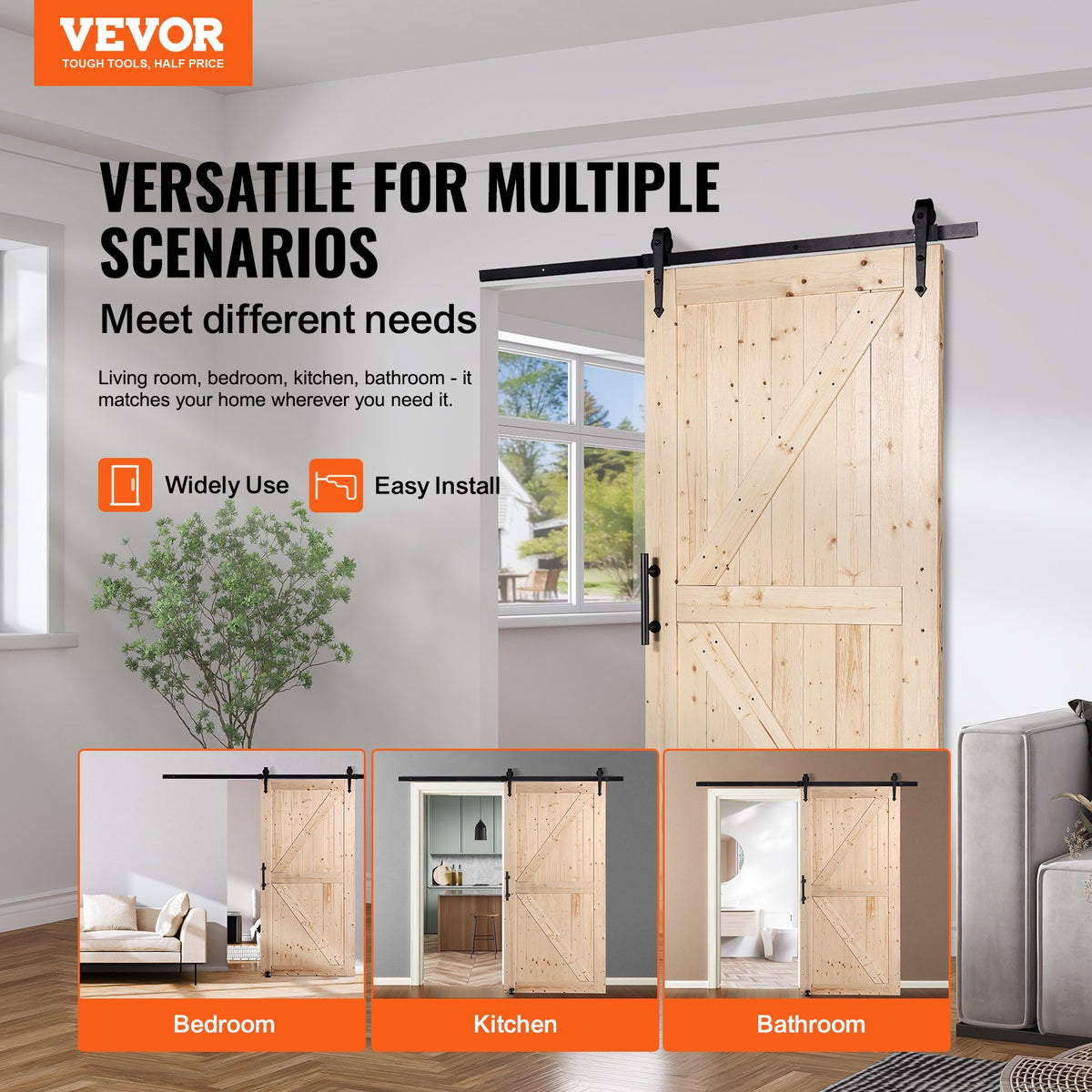 42 x 84 in Wood Sliding Barn Door with Hardware Kit – image 2