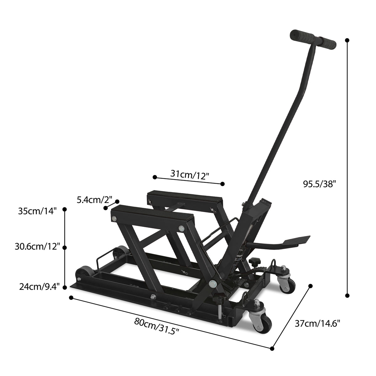 Hydraulic Motorcycle Lift Table 1500 lb with Casters, ATV Scissor Jack – image 2