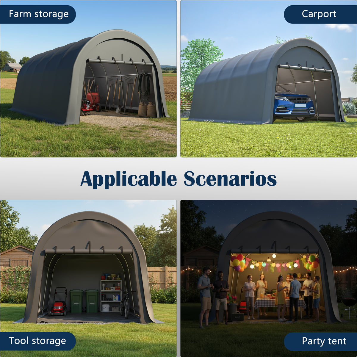 Heavy-Duty 12 x 20 ft Carport, Snow & Wind Resistant Steel Frame Garage – image 5