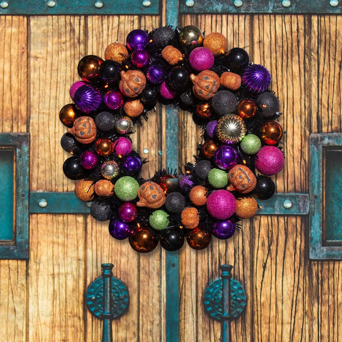 Halloween Wreath 18 in with 20 LED Lights and Pumpkin Ornaments – image 3
