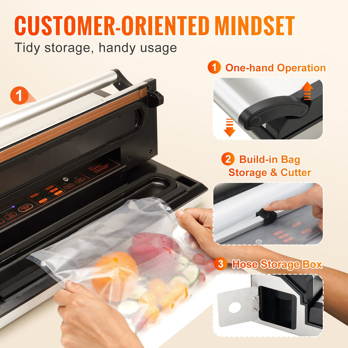 Dual Pump Vacuum Sealer Machine 95kPa 350W with Built-In Cutter – image 6