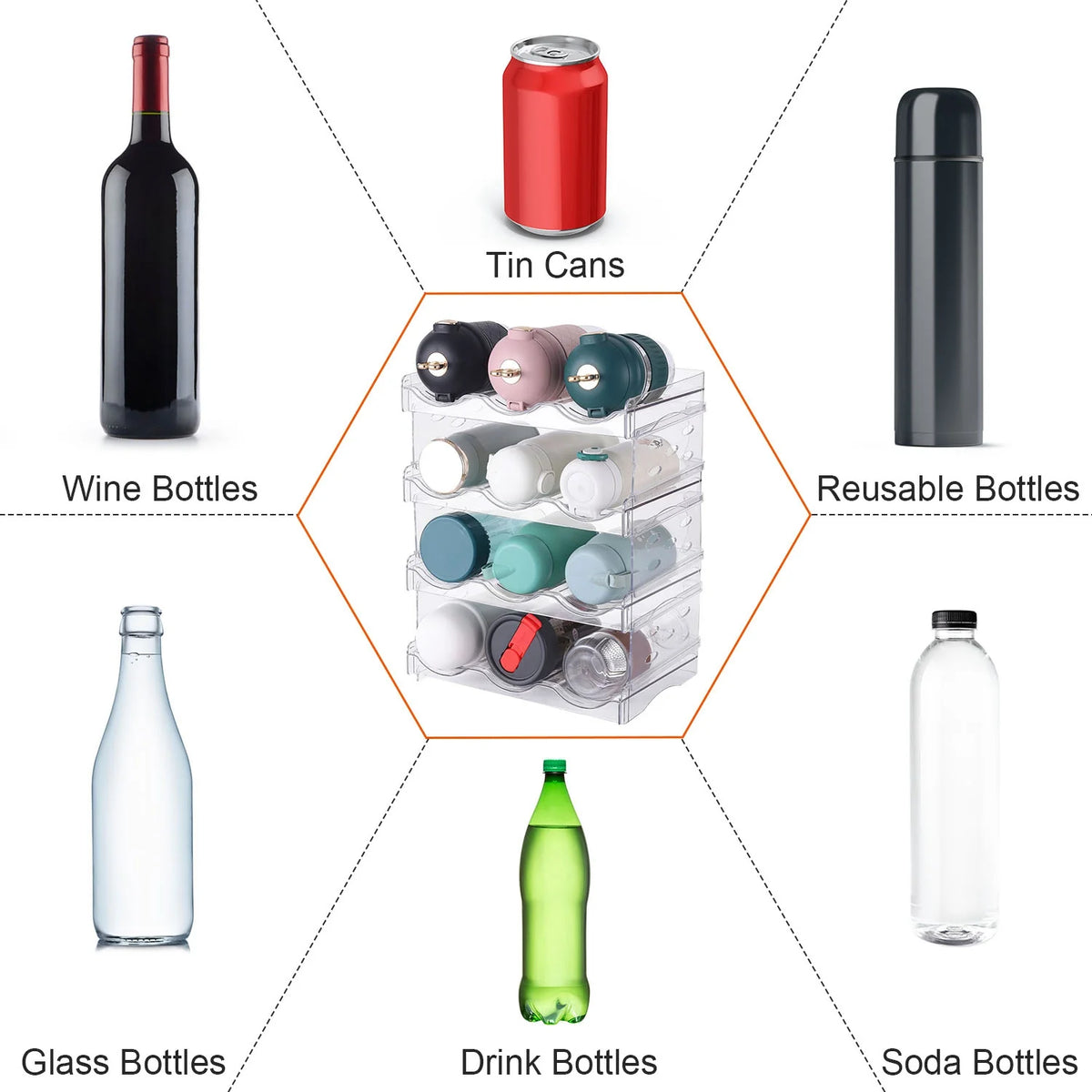 Stackable Bottle Organizer - 4 Tier Clear Rack, Holds 12 – image 7