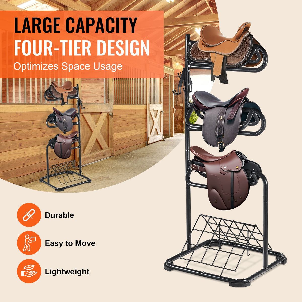 3-Tier Rotating Freestanding Saddle Stand for Tack Rooms – image 4
